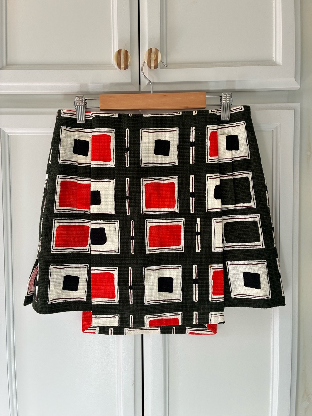 Diane von Furstenburg Geometric Print Mini Skirt in Black, Orange & White